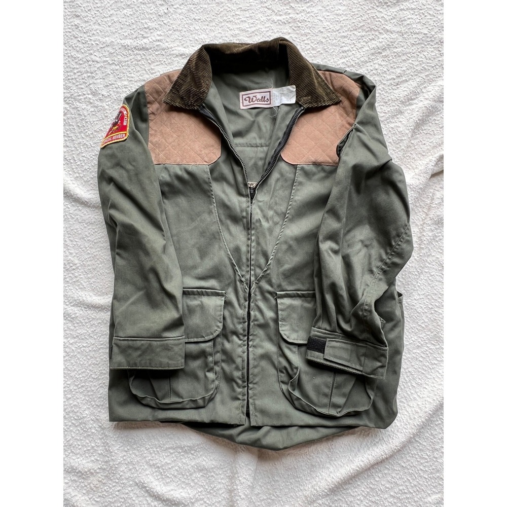 Walls Vintage Hunting Jacket Green Corduroy Collar North American Hunting Club M